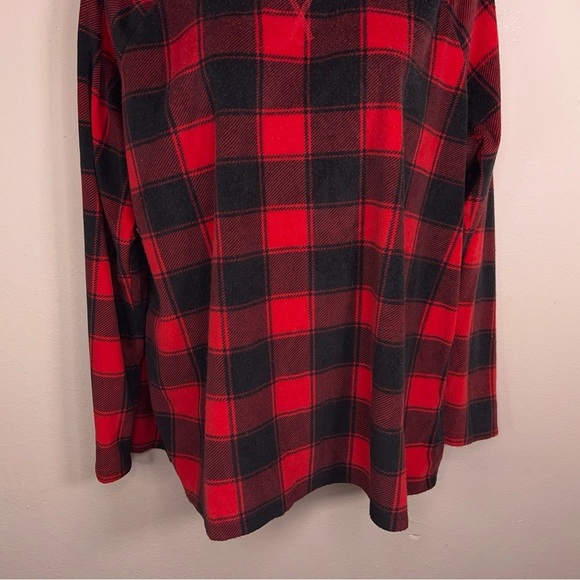 XL SONOMA RED BLACK FLEECE PLAID FLANNEL CASUAL COZY LONG SLEEVE WOMENS - Picture 3 of 12